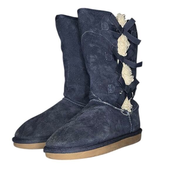 Girls Koolaburra by UGG Victoria Tall 1020171 Suede Winter Snow Boot Size 3 Blue - Picture 2 of 6